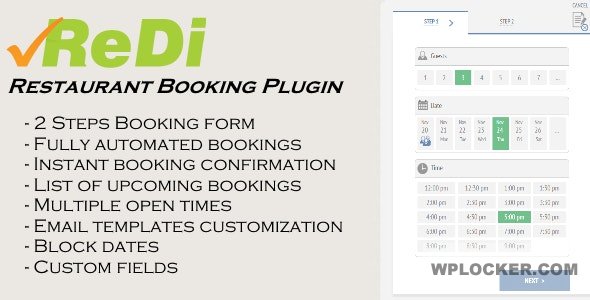 ReDi v19.1219 - Restaurant Booking plugin for WordPress