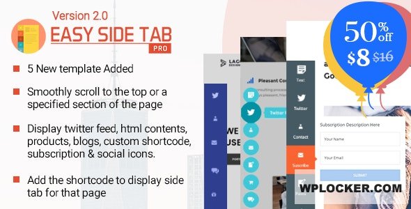 Easy Side Tab Pro v2.0.5 - Responsive Floating Tab Plugin For Wordpress