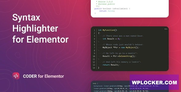 Coder v1.0.9 - Syntax Highlighter for Elementor