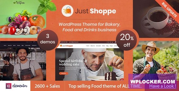 Justshoppe v12.3 - Elementor Cake Bakery WordPress Theme
