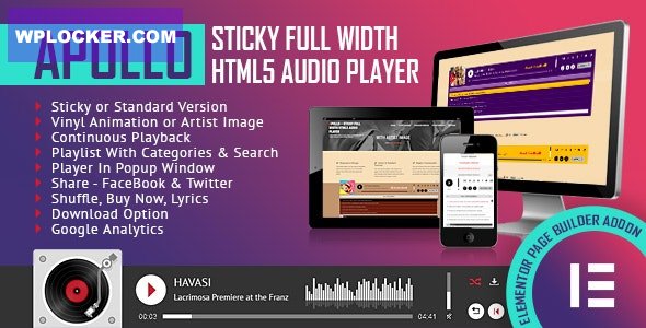 Apollo v1.0.0 - Sticky Full Width HTML5 Audio Player - Elementor Widget Addon