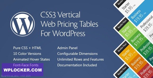 CSS3 Vertical Web Pricing Tables For WordPress v1.8