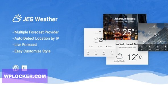 Jeg Weather v1.0.7 - Forecast WordPress Plugin - Add Ons for Elementor and WPBakery Page Builder
