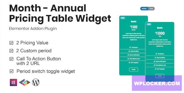 Month v1.1.0 - Annual Pricing Table Widget For Elementor