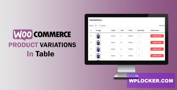 WooCommerce Variations In Table v1.0.6