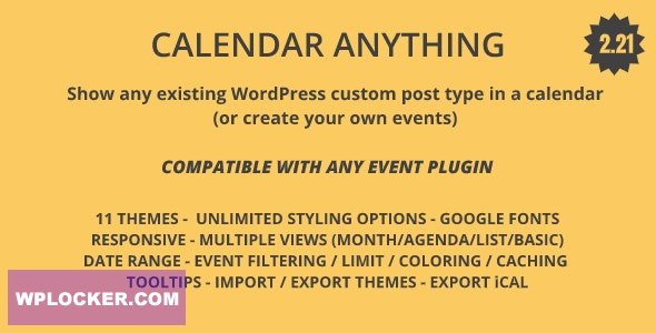 Calendar Anything v2.26 - Show any existing WordPress custom post type in a calendar