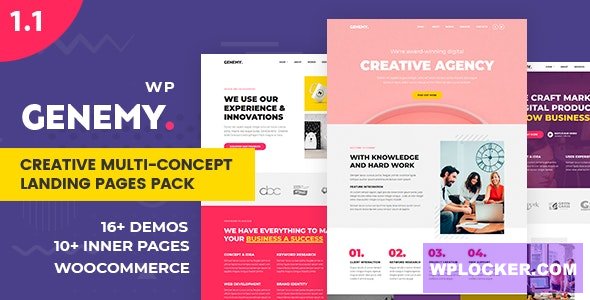 Genemy v1.5.6 - Creative Multi Concept Landing Pages Pack With Page Builder