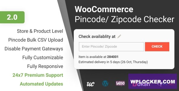 WooCommerce Pincode/ Zipcode Checker v2.1.0