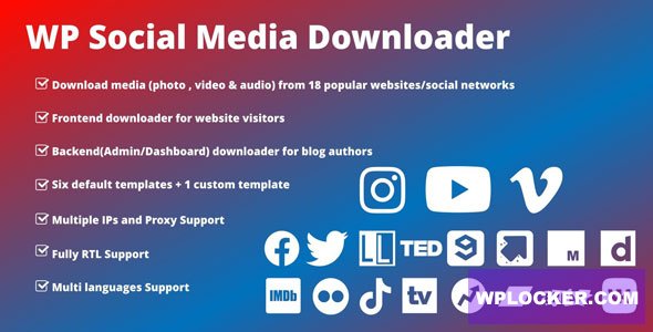 WordPress Social Media Downloader Plugin v3.1.0