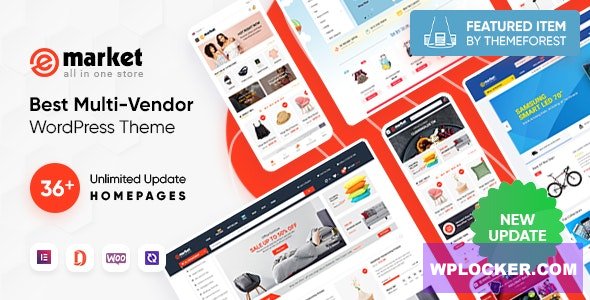 eMarket v5.1.0 - All-in-One Multi Vendor MarketPlace Elementor WordPress Theme (36 Indexes, Mobile Layouts)