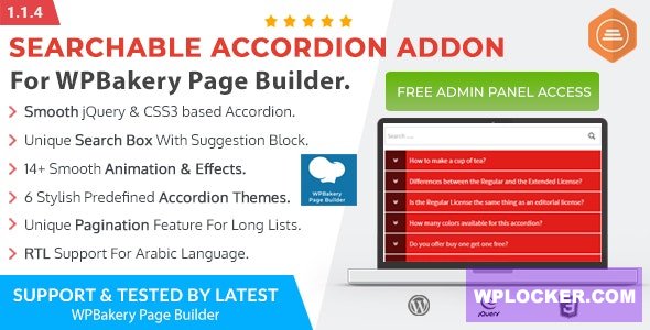 Ultimate Searchable Accordion v1.1.6 - WPBakery Page Builder Addon