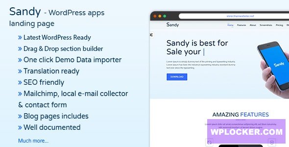SANDYWP v1.6 - Apps Landing Page WordPress Theme