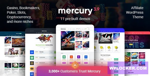 Mercury v3.9.1 - Gambling & Casino Affiliate WordPress Theme. News & Reviews