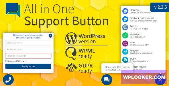 All in One Support Button + Callback Request. WhatsApp, Messenger, Telegram, LiveChat v2.2.7