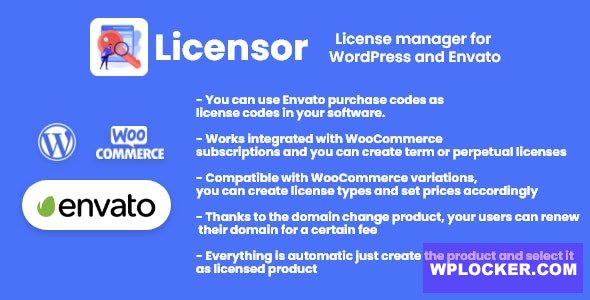 Licensor v1.0.1 - License manager for WooCommerce and Envato