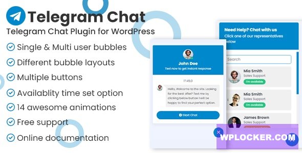 Telegram Chat Support Pro WordPress Plugin v1.0