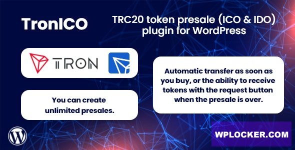 TronICO v1.0.1 - TRC20 token presale (ICO & IDO) plugin for WordPress