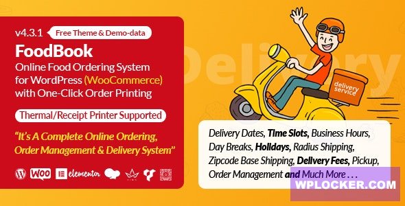FoodBook v4.3.6 - Online Food Ordering System for WordPress with One-Click Order Printing    nulled
