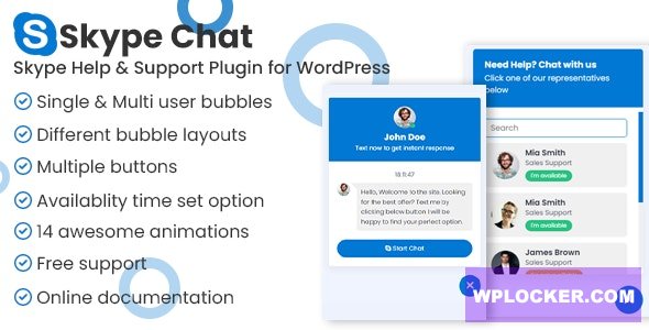 Skype Chat Support Pro v1.1.1 - WordPress Plugin