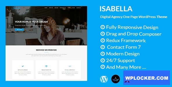 Isabella v1.7 - Digital Agency One Page WordPress Theme
