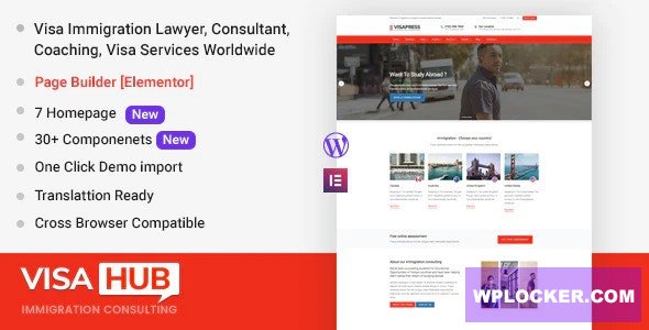VisaHub v1.2.3 - Immigration Consulting WordPress Theme