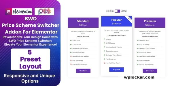 BWD Pricing Scheme Switcher Addon For Elementor v1.0.0