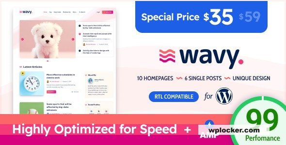 Wavy v1.8.5 - Modern & Lightweight Blog for WordPress