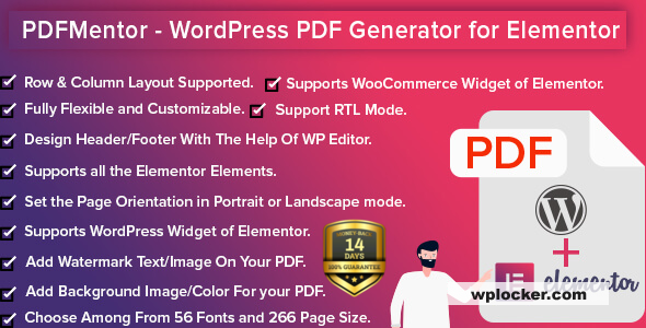 PDFMentor Pro v3.1.0 - WordPress PDF Generator for Elementor