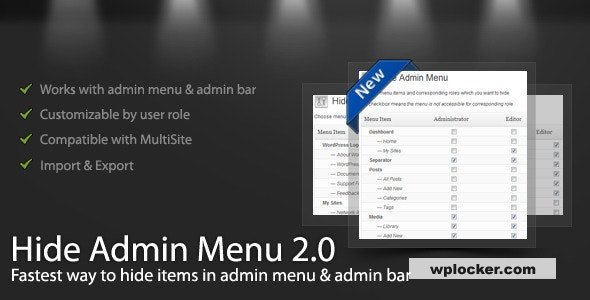 WordPress Hide Admin Menu Plugin v3.0.9