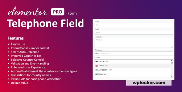 Telephone Field for Elementor form v1.3.0