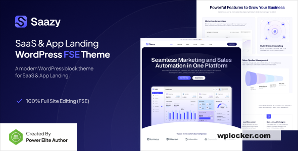 Saazy v1.0.1 - SaaS & App Landing Page FSE WordPress Theme