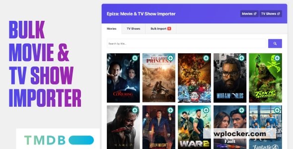 Epiza v1.0 - Bulk Movie & TV Show Importer For WordPress
